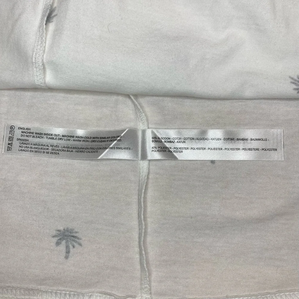Denim & Flower Ricky Singh White Palm Tree Pattern Men’s‎ Tshirt Sz L